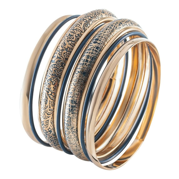 Bangles - 7PC Bangle Bracelets for Women - Gold Arm Jewelry Costume Accessories