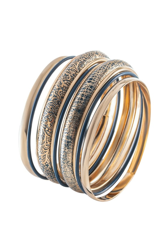 Bangles - 7PC Bangle Bracelets for Women - Gold Arm Jewelry Costume Accessories