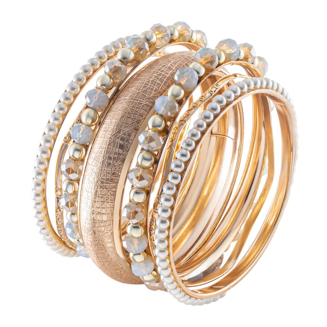 Bangles GA6112 - 7PC Bangle Bracelets for Women - Gold Arm Jewelry ...