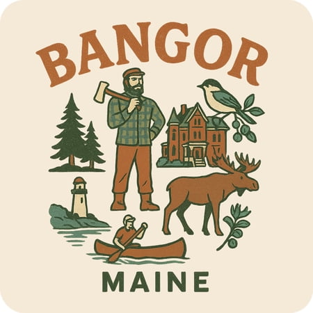 Bangor Maine Keepsakes Souvenir Vinyl Sticker – Destination Travel Keepsake Collectible (3-inches Wide)