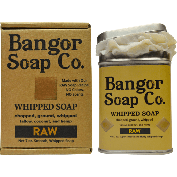Bangor Soap Co.'s RAW UNSCENTED Pure, Natural Whipped Soap with the FINEST Tallow, Coconut, and Hemp, for the SMOOTHEST Lather in Skin Care