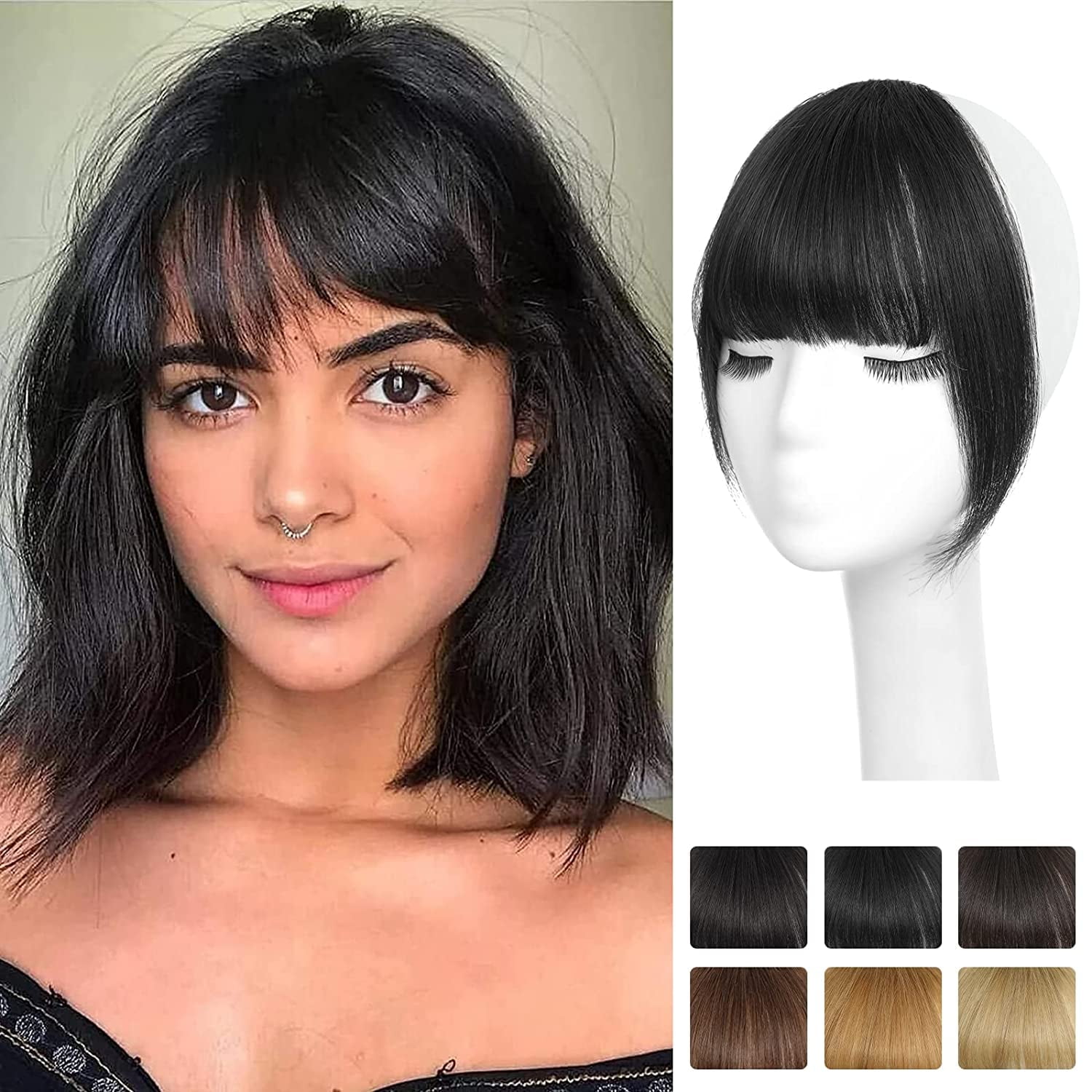 Bangs Hair Clip in Bangs 100% Real Human Hair Extensions French Bangs ...