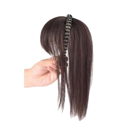 Bangs Wig Headbands with Neat Fringe and Braids for Stylish Hair Accessorizing