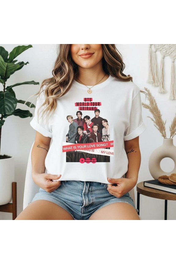 Bangtan Merch: Arirang 2026 World Tour T-Shirt, Concert Tee, Army Fan Gift, Bangtan Comeback Merch, K-Pop Band, What Is Your Love Song, Unisex Sizes S-5XL - Multicolor