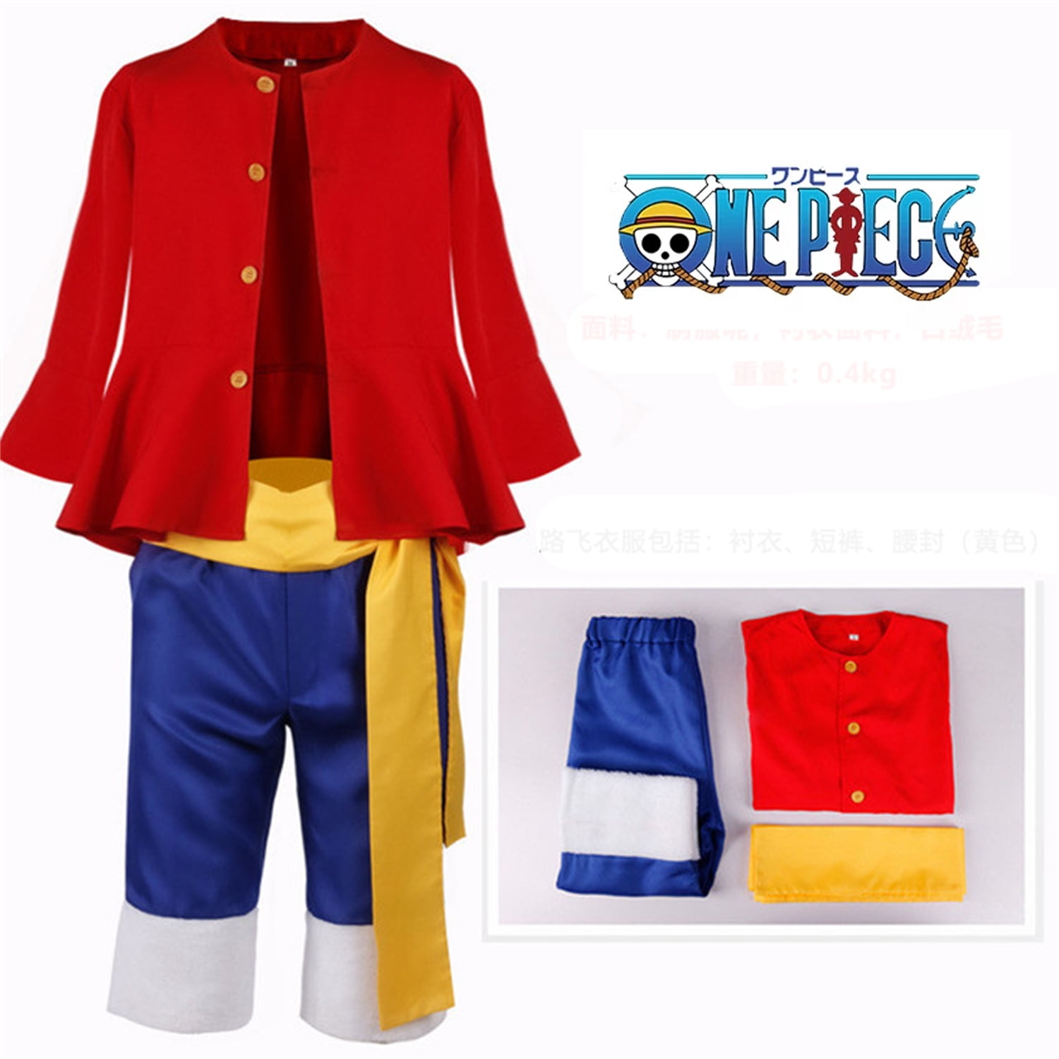 One Piece Monkey D. Luffy Costume Cosplay Adultto Infant Anime Clothes Luffy  Complete Set Costume Halloween Party Costumes Male Female Suit 