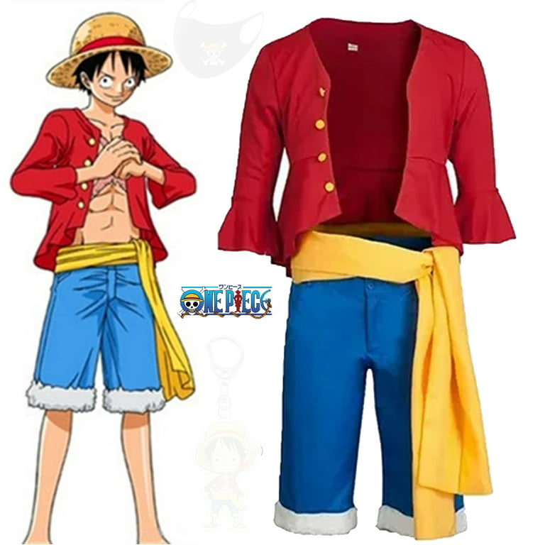 Ladhow Monkey Luffy Costume Costumi One Anime Bambino 4 Piece