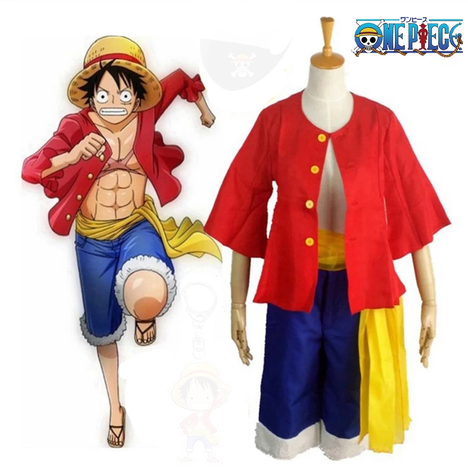 Halloween Adult Kids Anime Heroes - Luffy Red Coat Cosplay Cosutme Festival  Perform Cosplay Costume