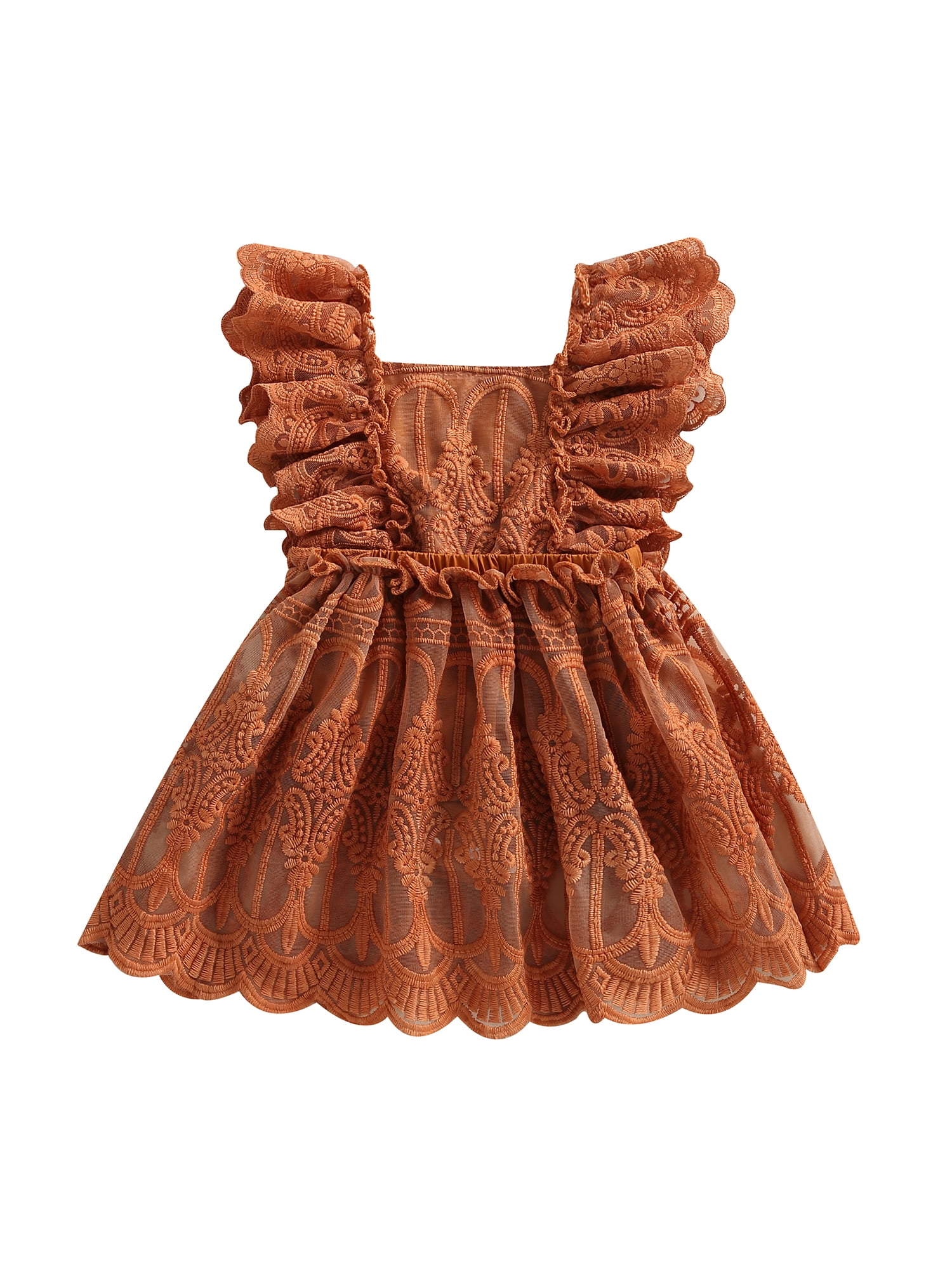 Bangyeer Baby Girl Lace Floral Romper Dress Tutu Embroidery Fly Sleeves