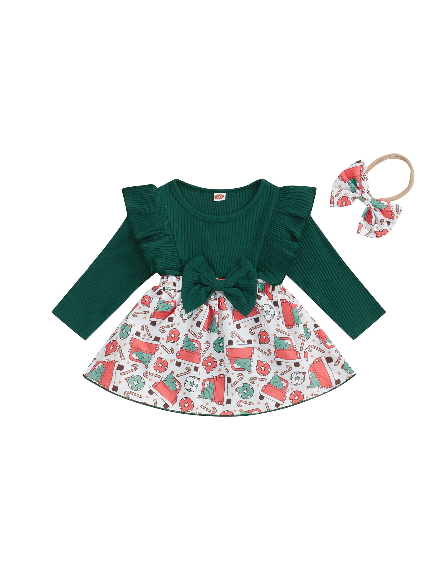 Bangyeer Baby Girls Christmas Outfit, Santa Claus/Tree Print Romper