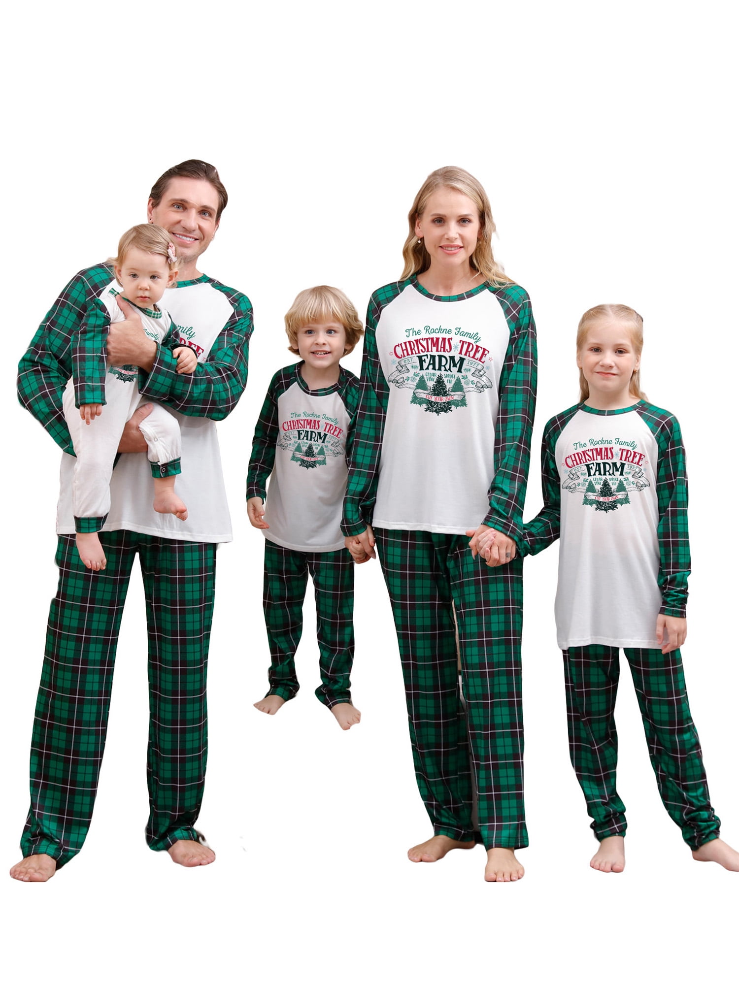 Full Size Raglan Sleeve Top And Plaid Pants Set Family Christmas Pajamas