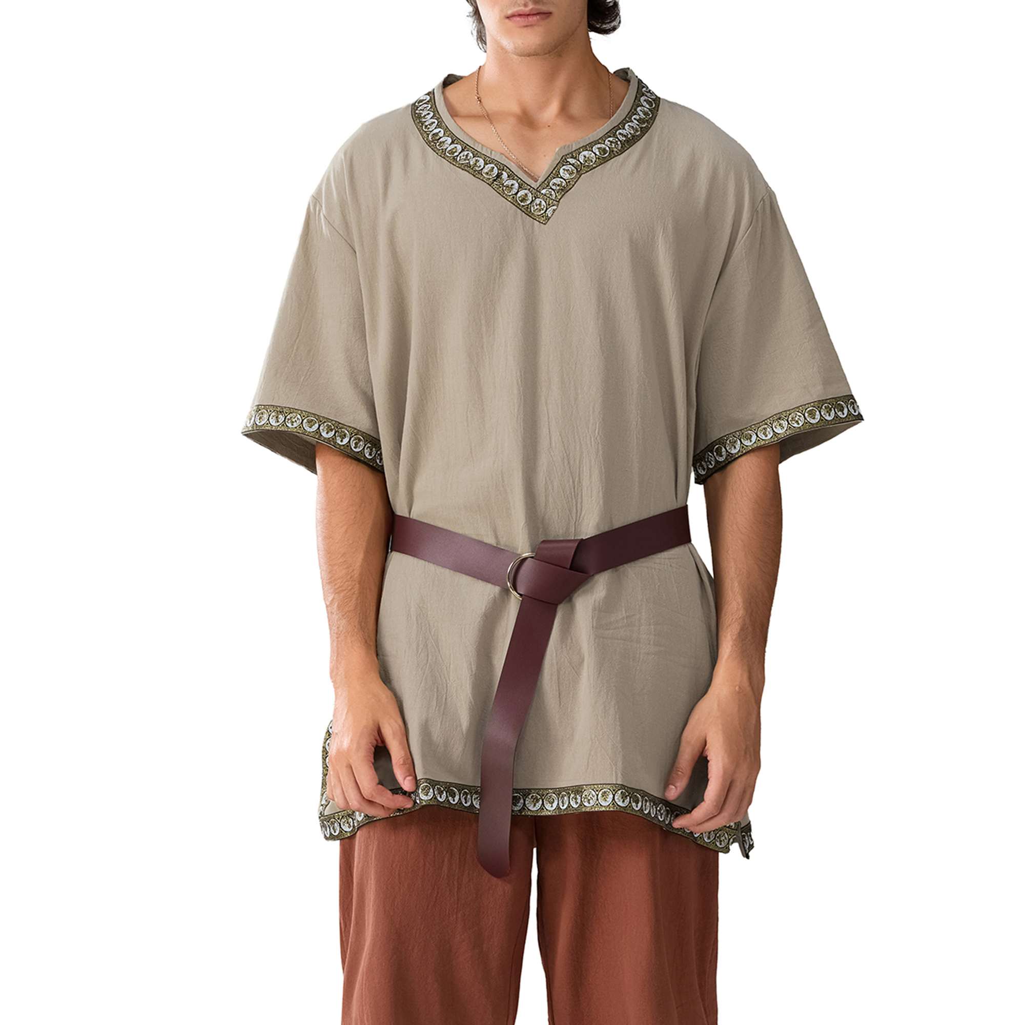 Bangyeer Men's Medieval Costume Viking Tunic Knight Warrior Halloween ...