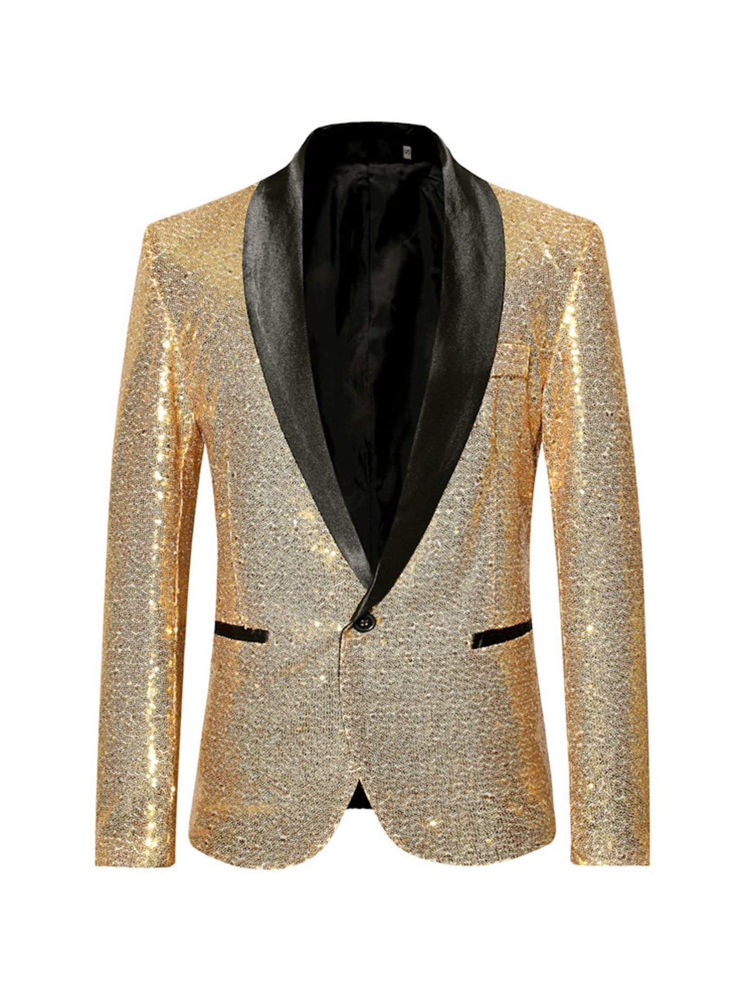 Bangyeer Mens Shiny Sequin Blazer Wedding Prom Party Sequined Tuxedo ...