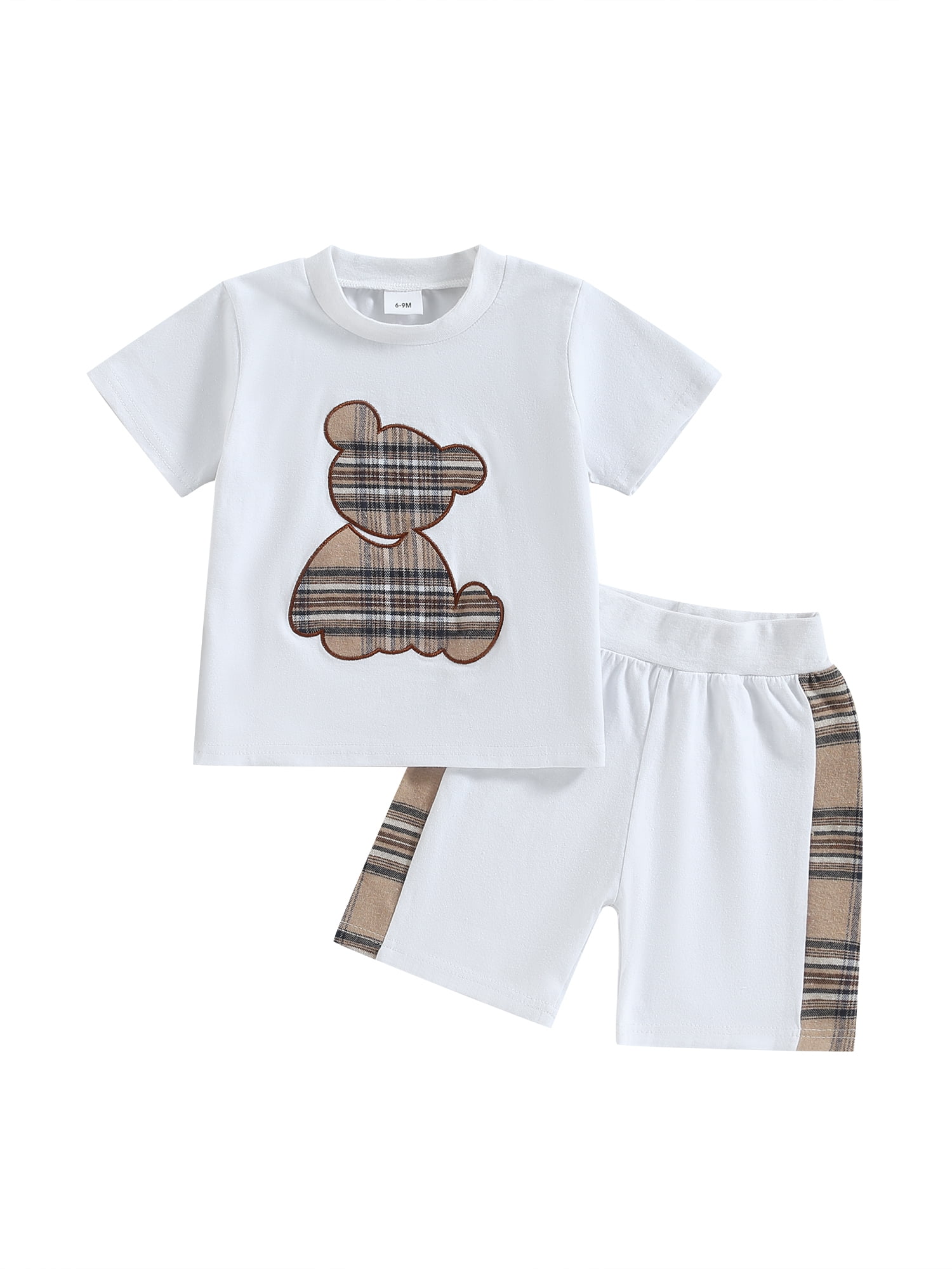 Summer Dress For Baby Boy In Teddy Bear Print Brown Color main image 0