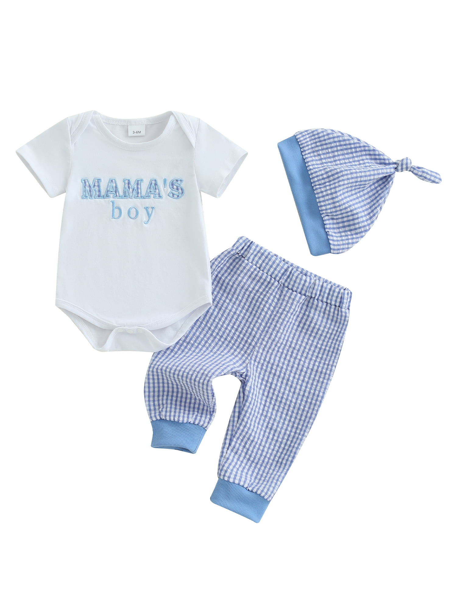 Baby Boy Christmas Outfit Set – Santa Romper + Plaid Overalls + Hat | 3Pcs Holiday Ensemble