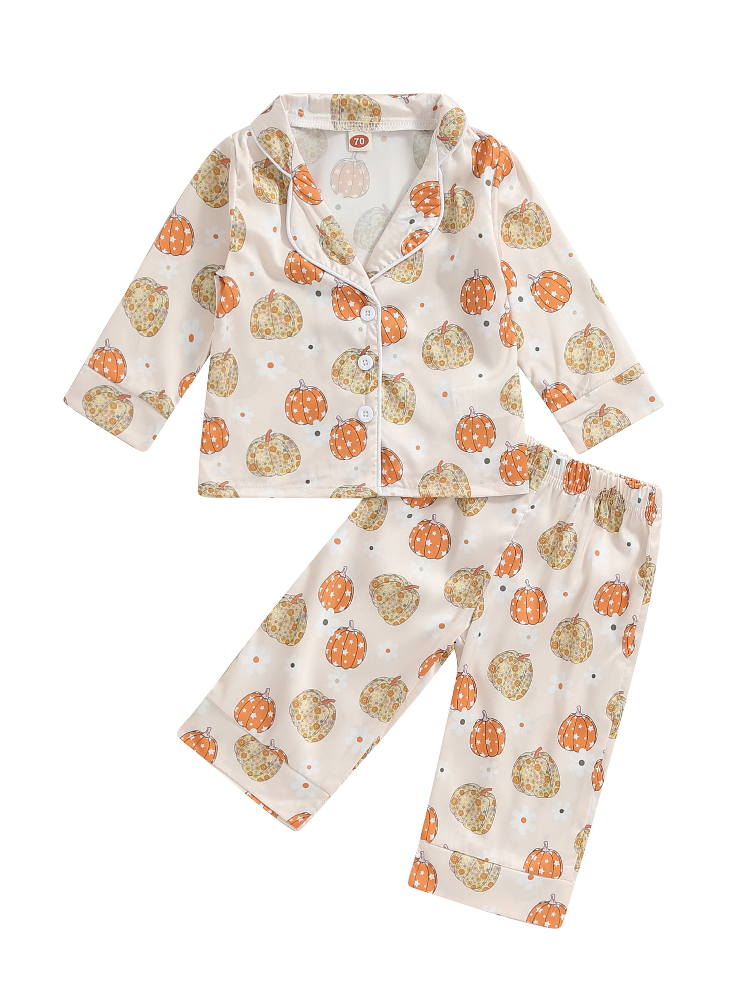 Bangyeer Toddler Girl Boy Halloween Satin Silk Pajamas Button Down 2