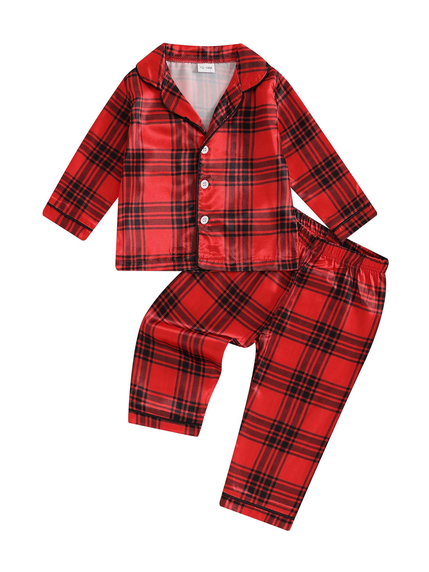 Bangyeer Toddler Girl Christmas Pajamas Button Down 2 Piece Pajama Set