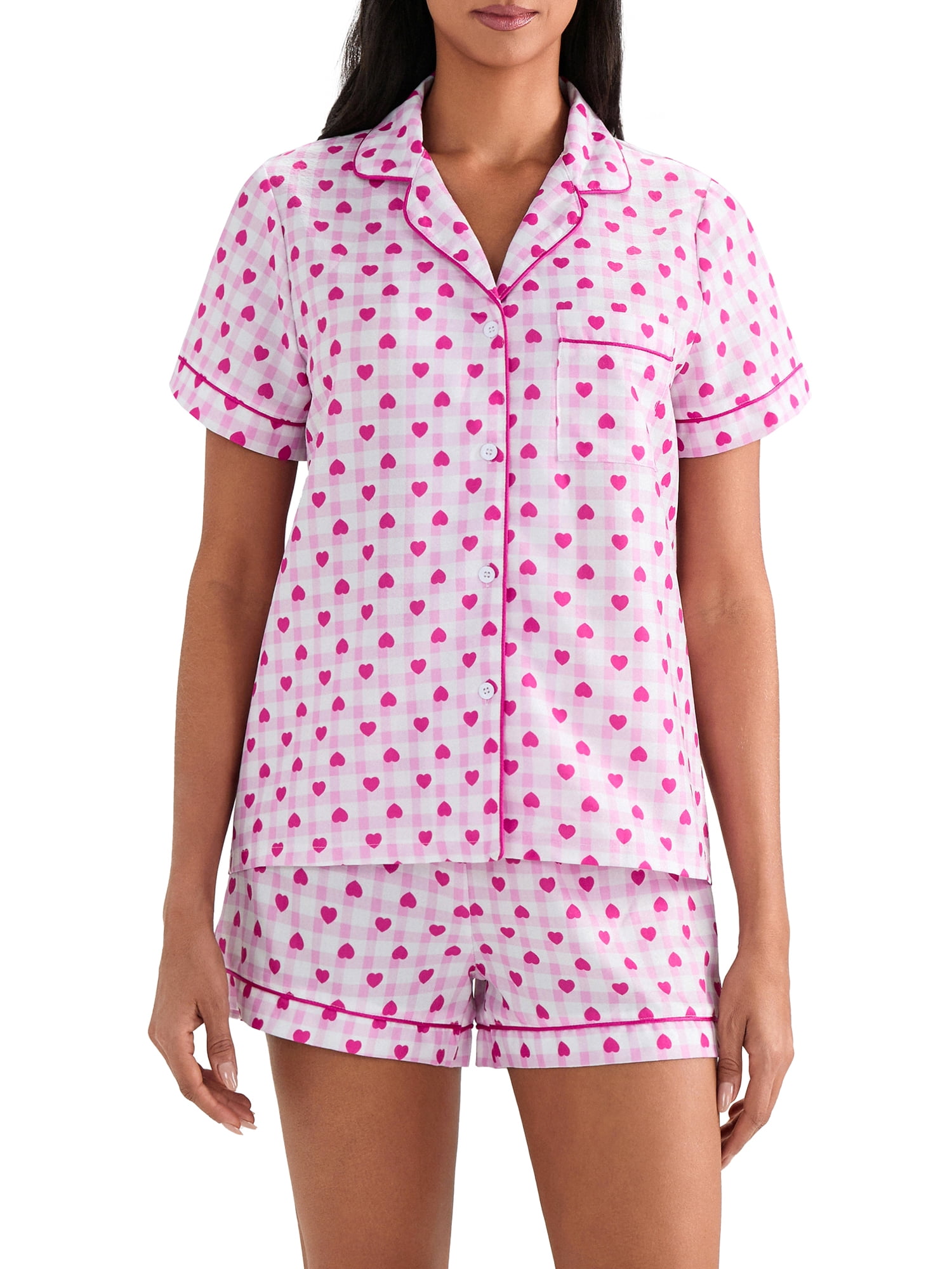 Bangyeer Women Valentine's Day Pajamas Sets Button Down Heart Print