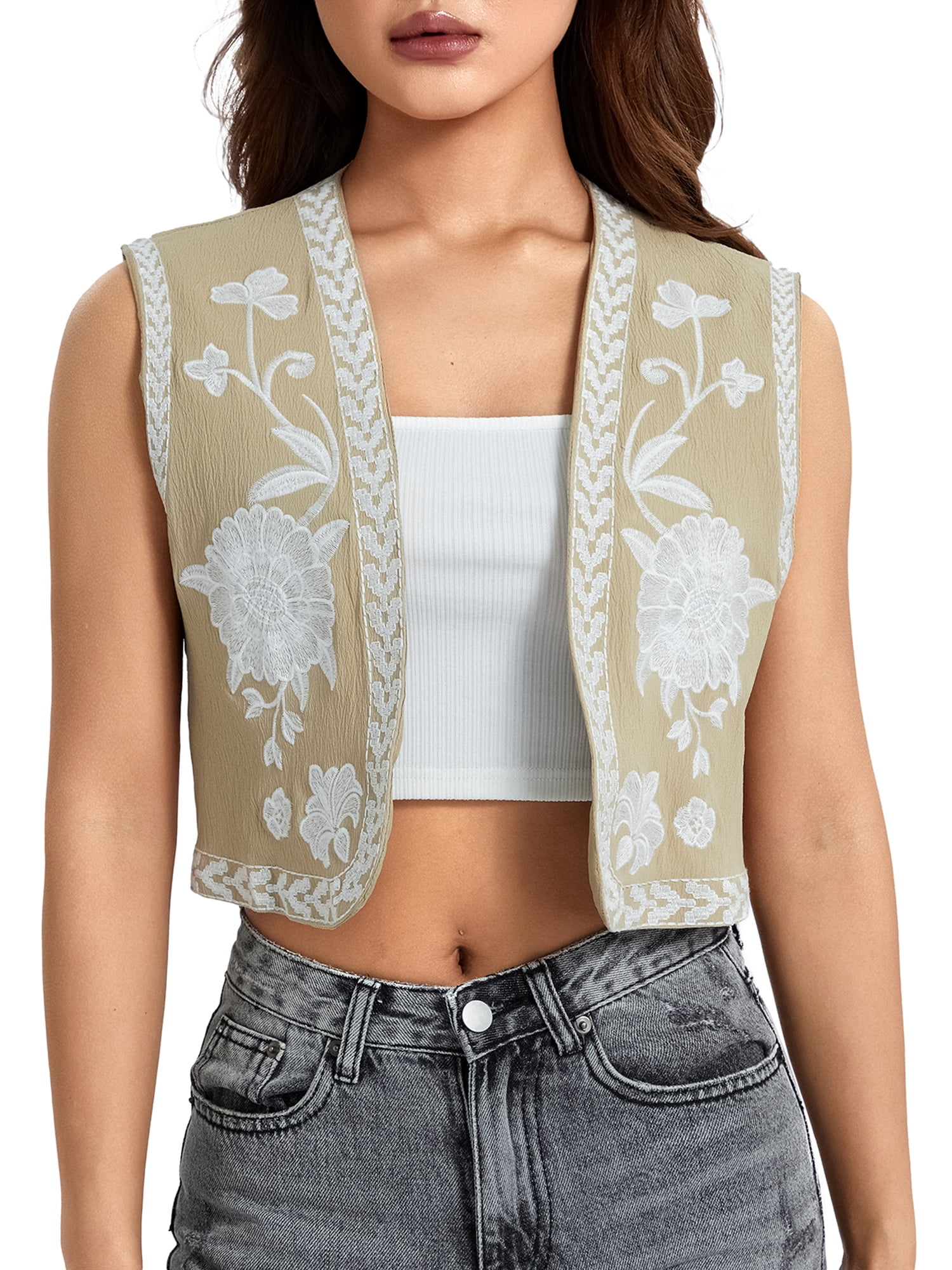 SHEKOUY Women's Summer Floral Corset Top - Y2K Vintage Sleeveless Drawstring Crop Top, 100% Spandex - View #9