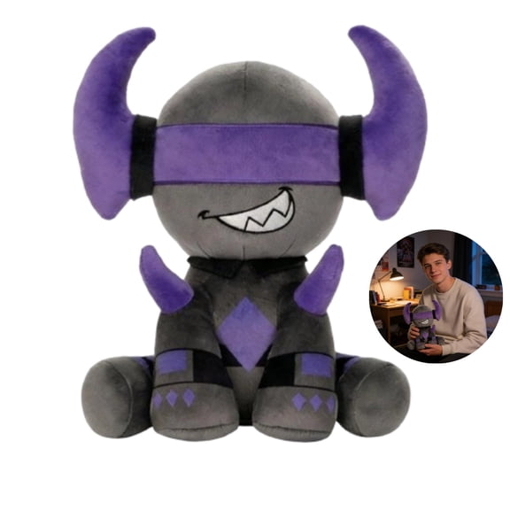 Banhammer 9.8 Inch Plush Stuffed Toy – Soft Huggable Cartoon Horned Collectible, Great Room Decor & Perfect Christmas Present for Cartoon Enthusiasts