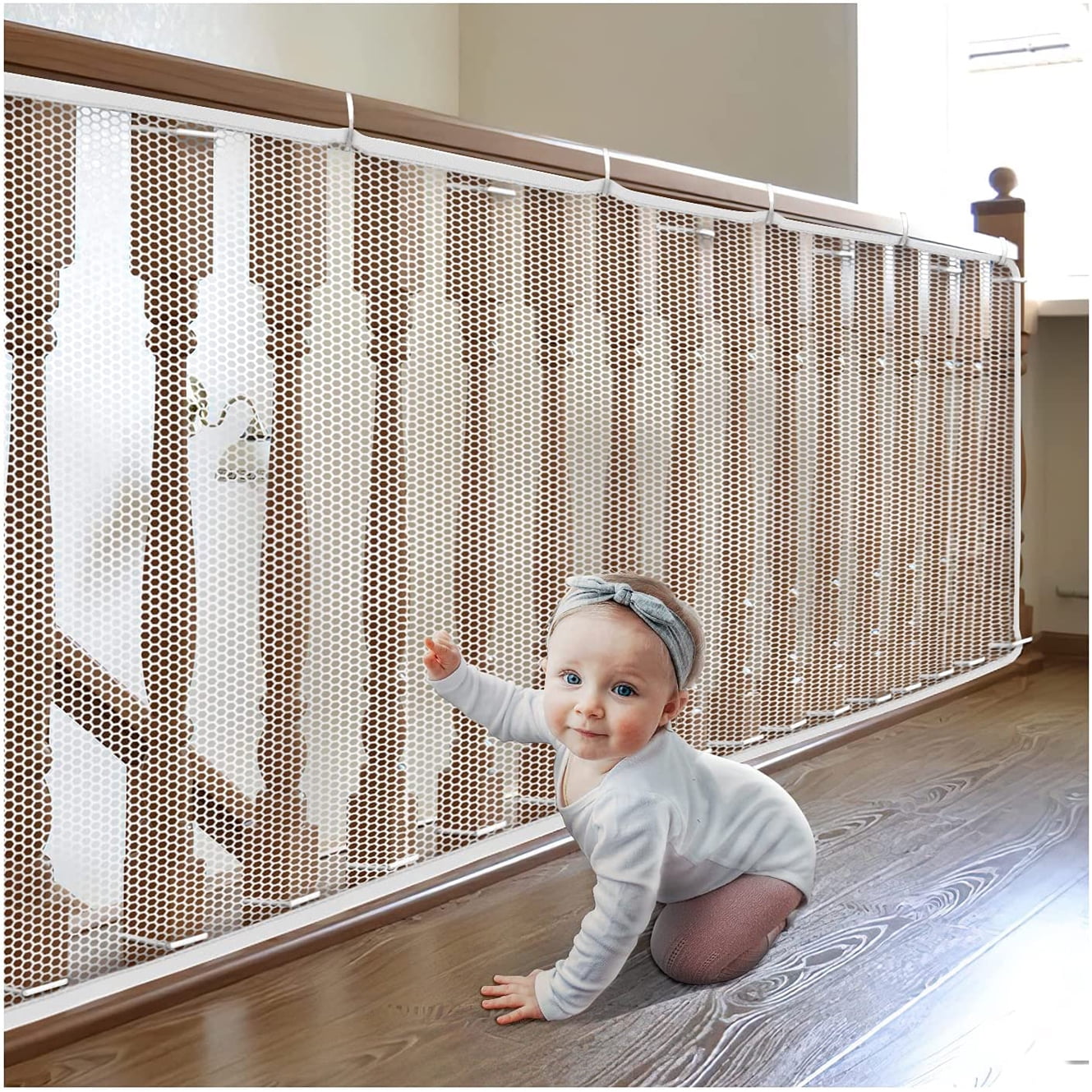 Banister Guard 10 x 2.5 L x H Safety Net for Kids Stairs Baby Balcony Patios Guardrails Stairs Mesh for Fall Baby Toy Pet Child Decent Mesh Cloth Walmart