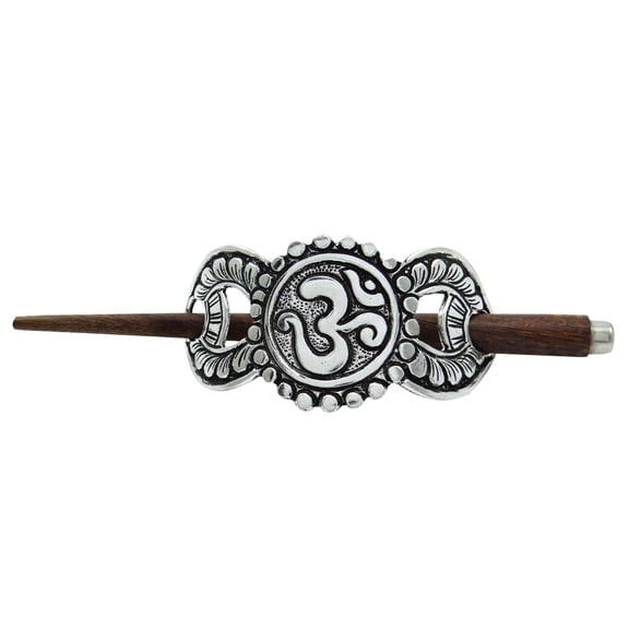 Banithani Charm Barrette Fashion Silvertone Pin Hand Carved Metallic Hair Accessory