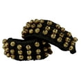 thumbnail image 1 of Banithani Indian Traditional 3 Line Classical Kathak 12 No Ghungroo Anklets Dancing Ankle Bracelet Pair Jewelry-Black, 1 of 5