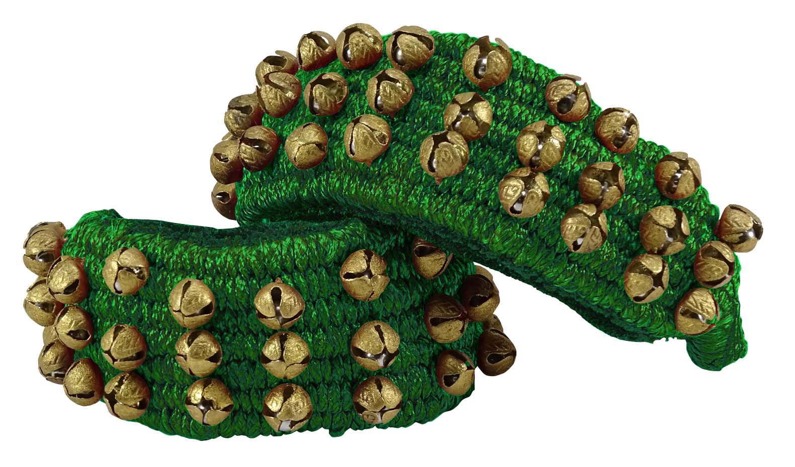 Banithani Indian Traditional 3 Line Classical Kathak 12 No Ghungroo Anklets Dancing Ankle Bracelet Pair Jewelry-Green