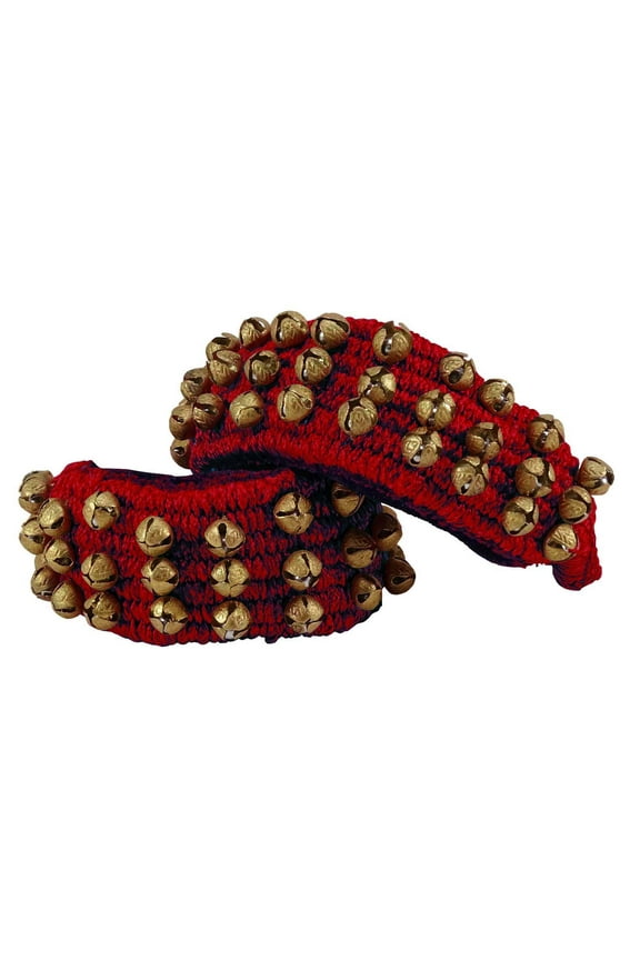 Indian Traditional 3 Line Classical Kathak 12 No Ghungroo Anklets Dancing Ankle Bracelet Pair Jewelry-Red