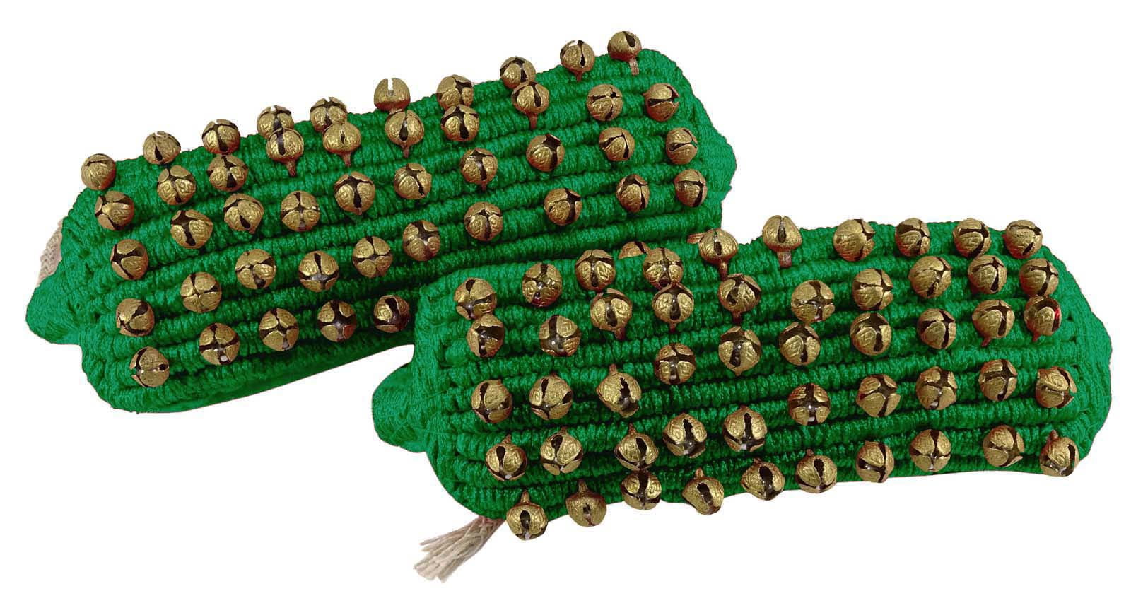 Banithani Indian Traditional 5 Line Classical Kathak 12 No Ghungroo Anklets Dancing Ankel Bracelet Pair Jewelry-Green
