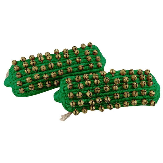 Banithani Indian Traditional 5 Line Classical Kathak 12 No Ghungroo Anklets Dancing Ankel Bracelet Pair Jewelry-Green