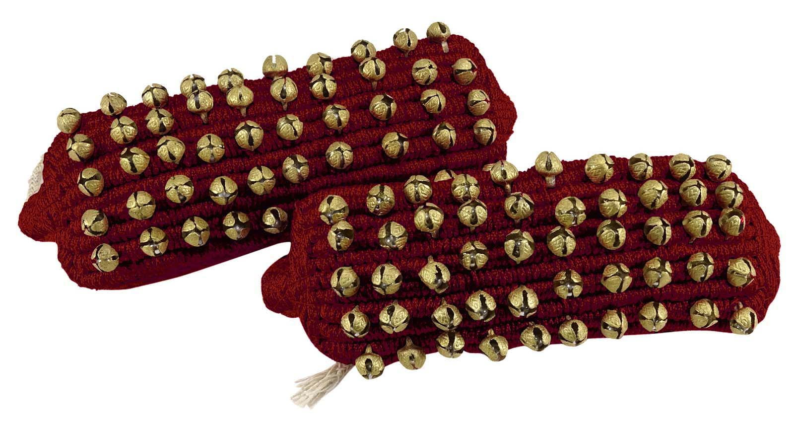 Banithani Indian Traditional 5 Line Classical Kathak 12 No Ghungroo Anklets Dancing Ankel Bracelet Pair Jewelry-Maroon