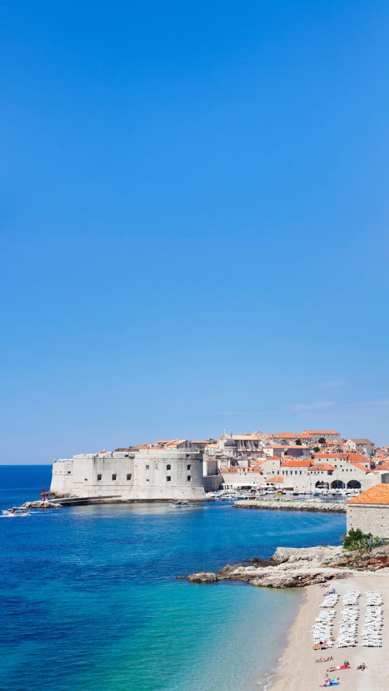 Banje Beach with old town of Dubrovnik Dalmatia Croatia Canvas Art - Panoramic Images (36 x 12)