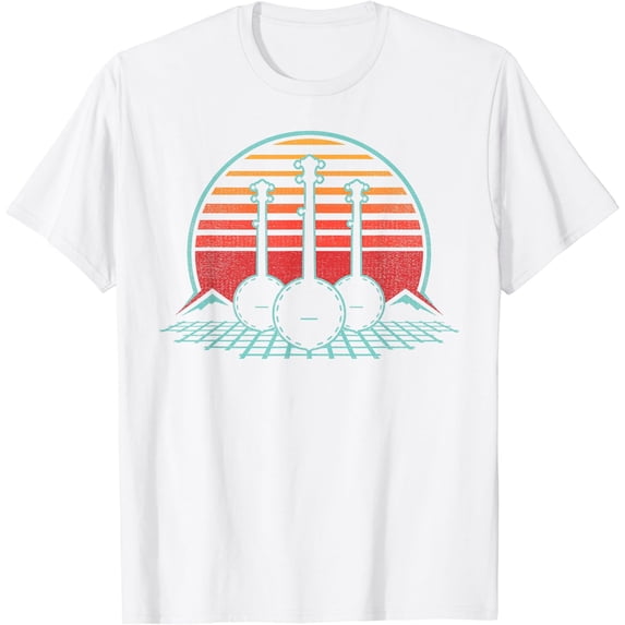 Banjo Bluegrass Retro Vintage 80s Style Musician Gift T-Shirt