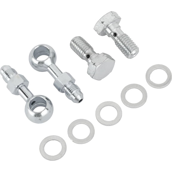 Speedway Motors Banjo Brake Fitting Kit 10mm-1.5 to -3 AN for GM Metric Calipers, Includes Banjo Bolts Fittings and Washers, Services Two Calipers, Universal Fit