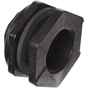 Bulkhead Tank Fitting, Glass Reinforced Polypropylene Body, 2 in Female NPT Inside Connection, Black