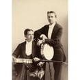 thumbnail image 1 of Banjo Duo C1900. Nthe Banjo Duo Of Ruby Brooks And Harry Denton. Original Cabinet Photograph C1900. Print by, 1 of 3