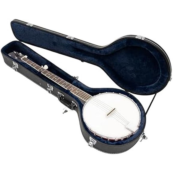 Banjo Instrument PU Case Plush Liner Hardshell Case for 105cm Openback Banjos with Storage Compartment, Black$$Musical Instruments