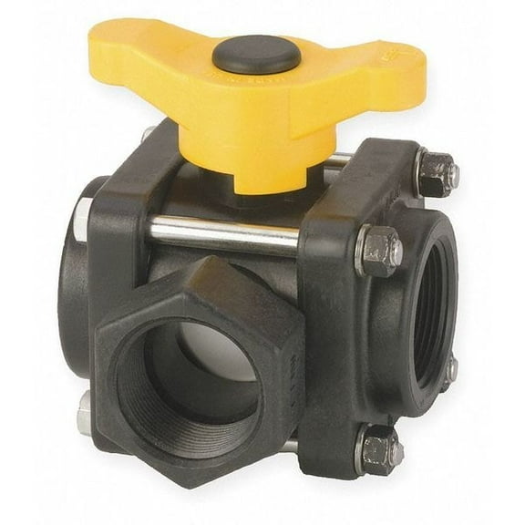 Banjo 1-1/2" FNPT Polypropylene Ball Valve 3-Way V150SL