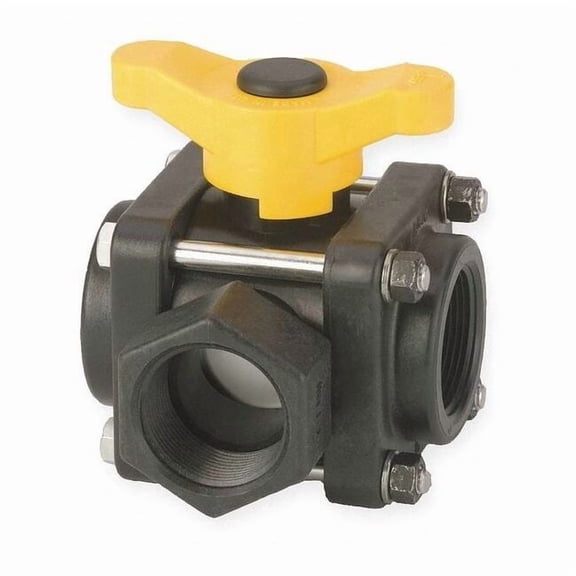 Banjo 1-1/4" FNPT Polypropylene Ball Valve 3-Way, Port: Full V125SL