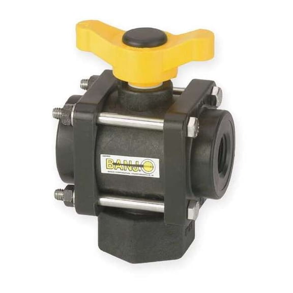 Banjo 1" FNPT Polypropylene Ball Valve 3-Way V100BL