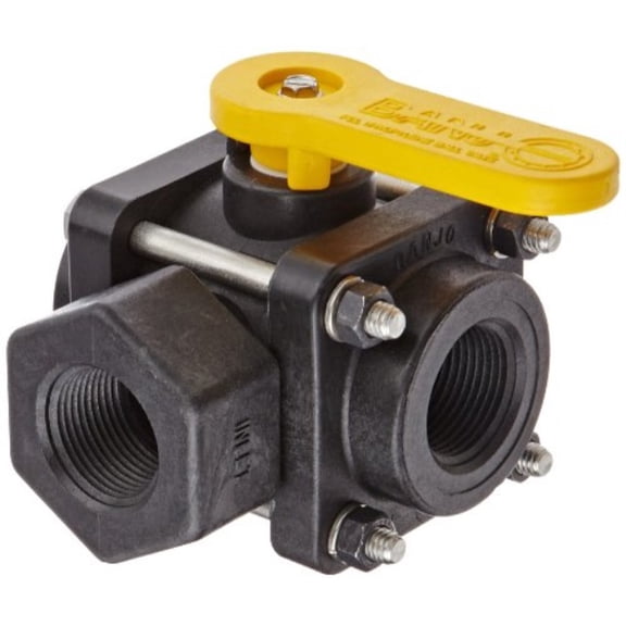 Banjo 1" FNPT Polypropylene Ball Valve 3-Way Union V100SL