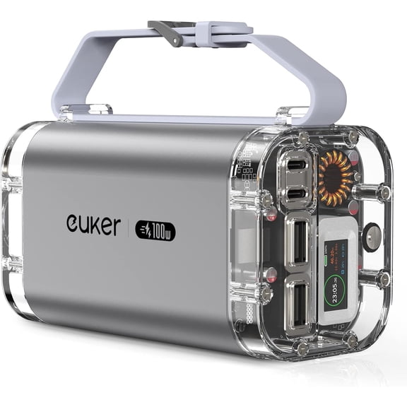 Bank 40000mAh 100W Laptop Portable Charger 4 Ports, IP67 with LED Lights and See-Through IPS Screen, Power Station Battery Pack for iPhone 14/13 Series, Samsung, MacBook, Dell, ipad,etc