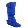 thumbnail image 1 of Bank-81 Women's Fashion Zipper Big Buckle Slouch Casual Flat Heel Mid Calf Round Toe Boots, 1 of 3
