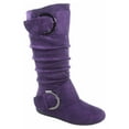 thumbnail image 1 of Bank-81 Women's Fashion Zipper Big Buckle Slouch Casual Flat Heel Mid Calf Round Toe Boots, 1 of 3