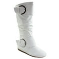 thumbnail image 1 of Bank-85 Women's Fashion Zipper Big Buckle Slouch Casual Flat Heel Mid Calf Round Toe Boots, 1 of 2