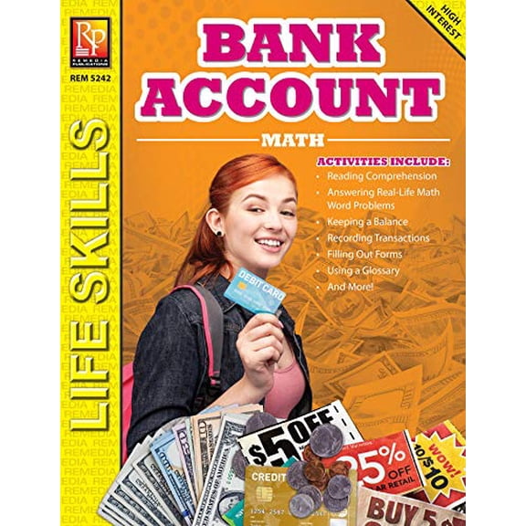 Pre-Owned Remedia Publications Bank Account Math: Life Skills Math Series | Real-Life Math Skills for Students | Learn Banking, Budgeting, & Financial Math | P... (Paperback) 156175000X 9781561750009