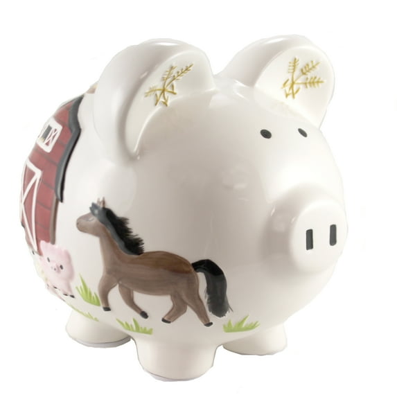 Bank Barnyard Piggy Bank Ceramic Horse Pig Cow Rooster 36917.
