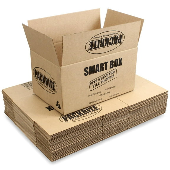 Bank Boxes for Moving, Small Cardboard Boxes with Handles, File Folder Storage Shipping Packing, 20-Pack, Brown