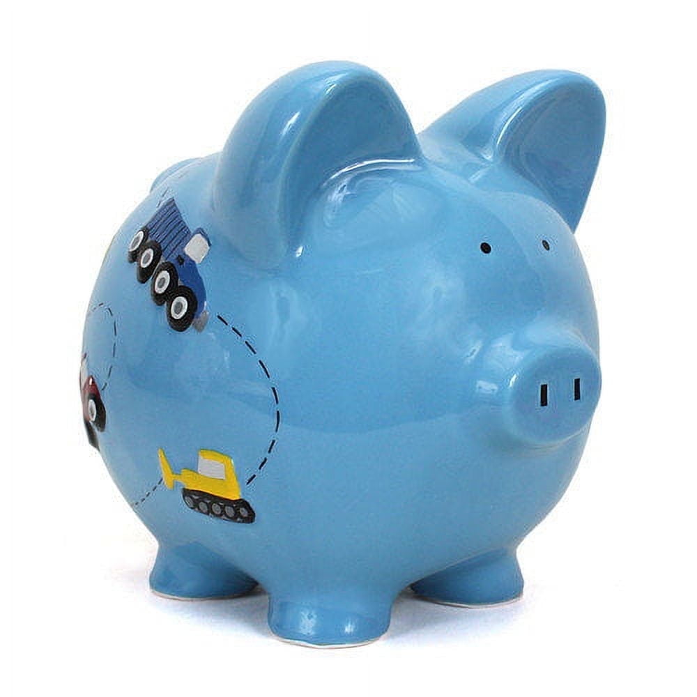 Bank Construction Pig Piggy Bank Ceramic Dump Truck Tow 3617