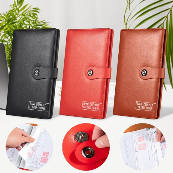 Bank Deposit Organizer, Check And Promissory Note Holder, Leather Material, Secure Slot, Compact Design, Personal Finance, Daily Banking, Financial Document Storage, Passbook Receipt TOPLIU